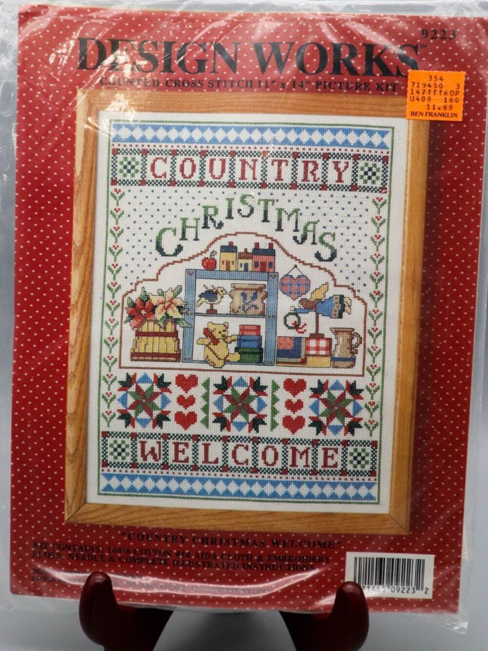 Vintage Design Works Country Christmas Cross Stitch Sampler Kit 9223 11"x14"